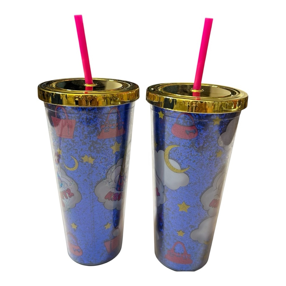 Gold and Blue Cloud Patterned Tumblers